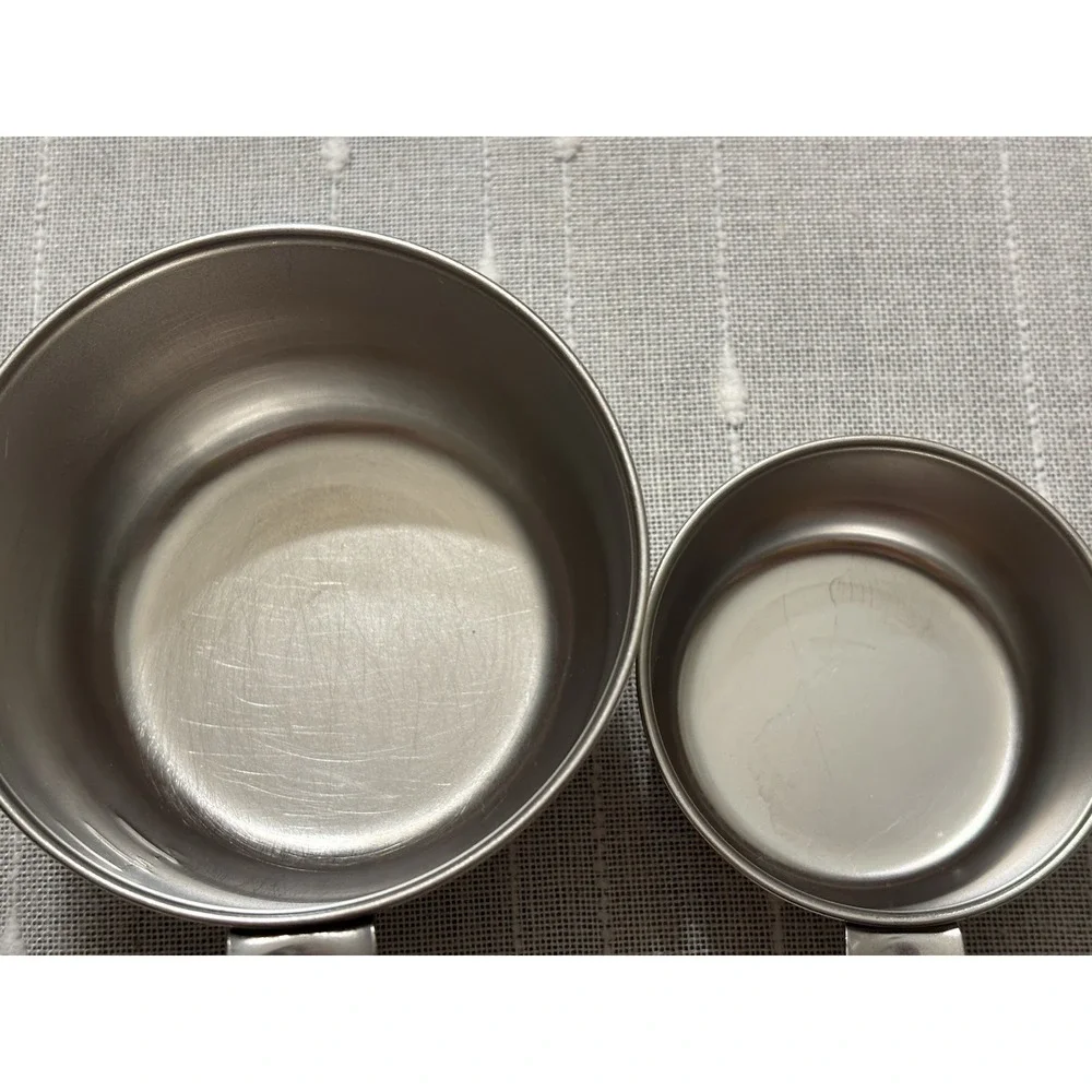 Vintage Foley 2 Pc Replacement Measuring Cups Stainless Steel 1/3 & 1 Cup EUC